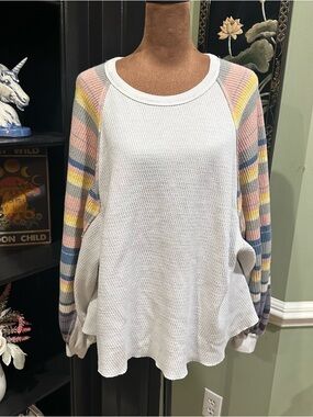 We The Free by Free People Rainbow‑Sleeve Thermal